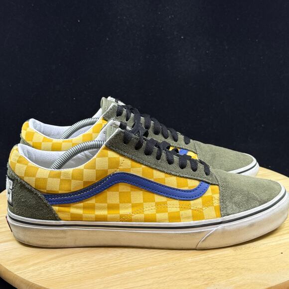Vans old skool rally green checker sneaker shoes yellow blue sk8 men 11 main image 5